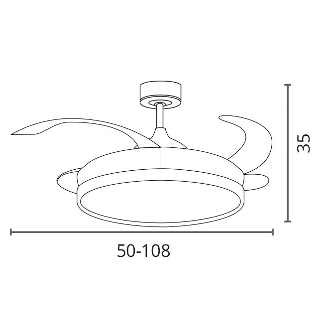 BEL AIR HOME ARES Ventilador de Techo con Luz, 3 aspas retráctiles, motor DC, mando a distancia, LED de 36 W, perfecto para dormitorios y salones, eficiente energéticamente, diseño elegante y funcionamiento silencioso.